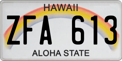 HI license plate ZFA613