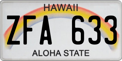 HI license plate ZFA633