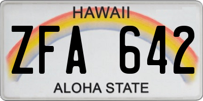 HI license plate ZFA642