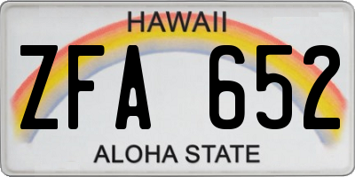 HI license plate ZFA652