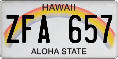 HI license plate ZFA657