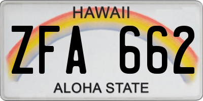 HI license plate ZFA662