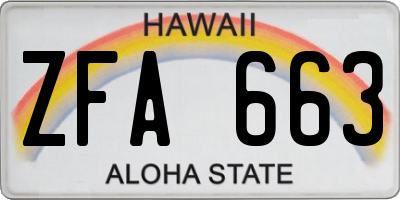 HI license plate ZFA663