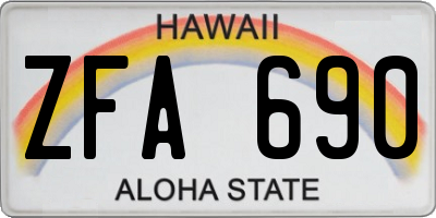 HI license plate ZFA690