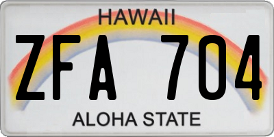 HI license plate ZFA704