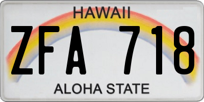 HI license plate ZFA718