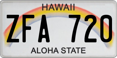 HI license plate ZFA720