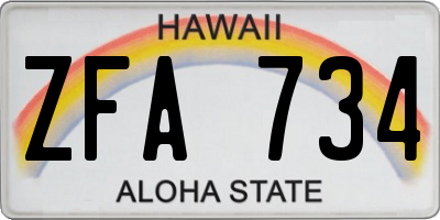 HI license plate ZFA734