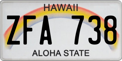 HI license plate ZFA738
