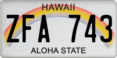 HI license plate ZFA743