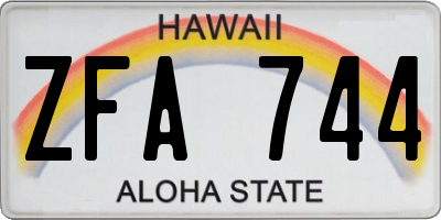 HI license plate ZFA744