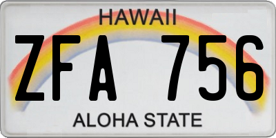 HI license plate ZFA756