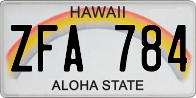 HI license plate ZFA784