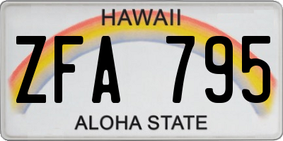 HI license plate ZFA795