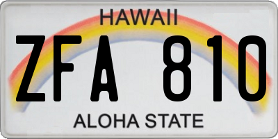 HI license plate ZFA810