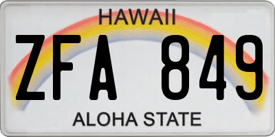 HI license plate ZFA849