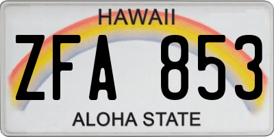 HI license plate ZFA853