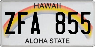 HI license plate ZFA855