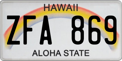 HI license plate ZFA869