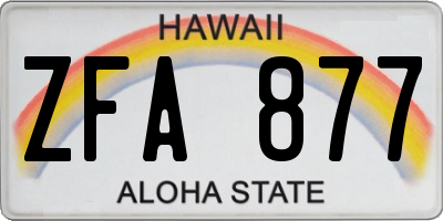 HI license plate ZFA877