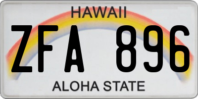 HI license plate ZFA896