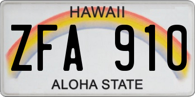 HI license plate ZFA910