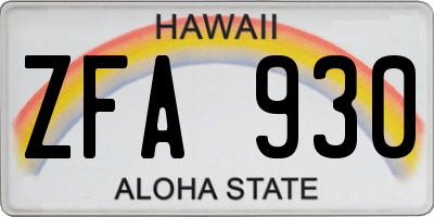 HI license plate ZFA930