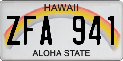 HI license plate ZFA941