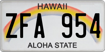 HI license plate ZFA954