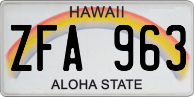 HI license plate ZFA963