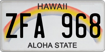 HI license plate ZFA968