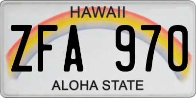 HI license plate ZFA970