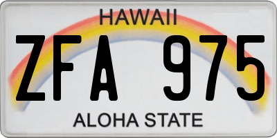 HI license plate ZFA975