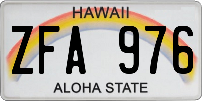 HI license plate ZFA976