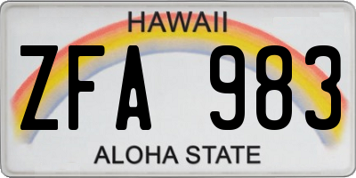 HI license plate ZFA983