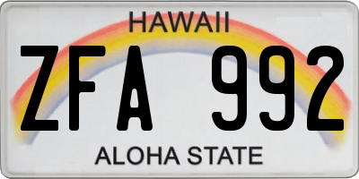HI license plate ZFA992