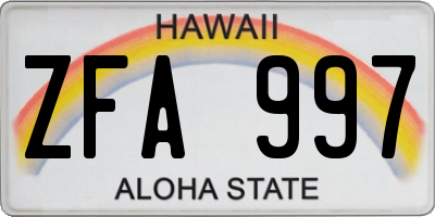 HI license plate ZFA997