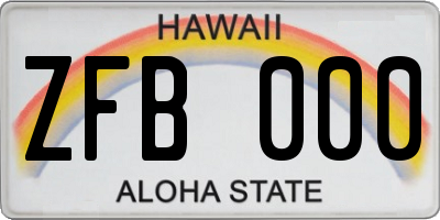 HI license plate ZFB000