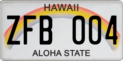 HI license plate ZFB004