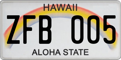 HI license plate ZFB005