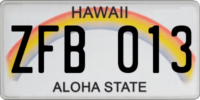 HI license plate ZFB013