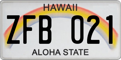 HI license plate ZFB021