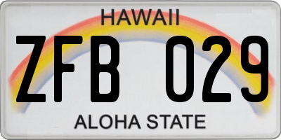 HI license plate ZFB029