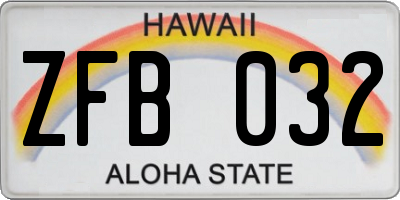 HI license plate ZFB032
