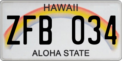 HI license plate ZFB034