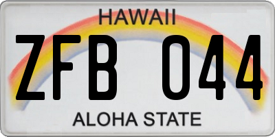 HI license plate ZFB044