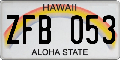 HI license plate ZFB053