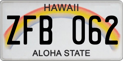 HI license plate ZFB062