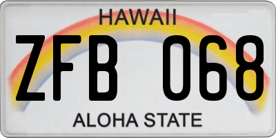 HI license plate ZFB068