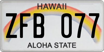 HI license plate ZFB077
